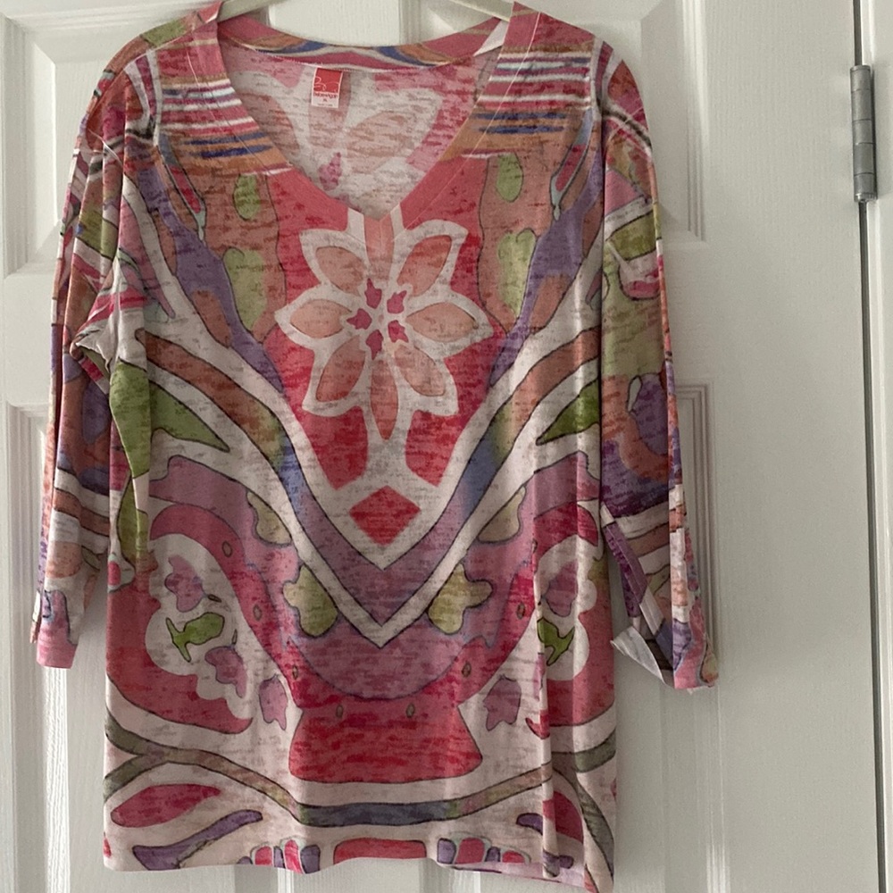 Before+Again 3/4 sleeve v neck USA made shirt xl NWOT